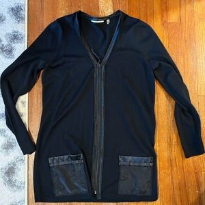 Tahari Jessa Black Zip Cardigan